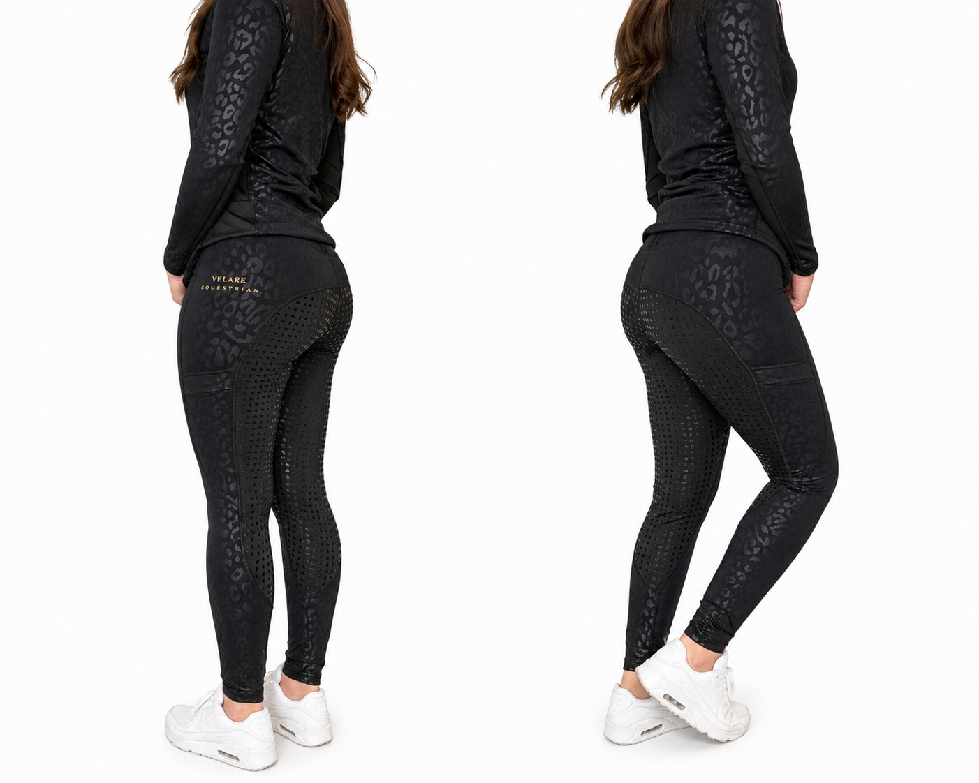 Leopard Riding Leggings - Black