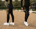Leopard Riding Leggings - Black with Brown Leopard Print